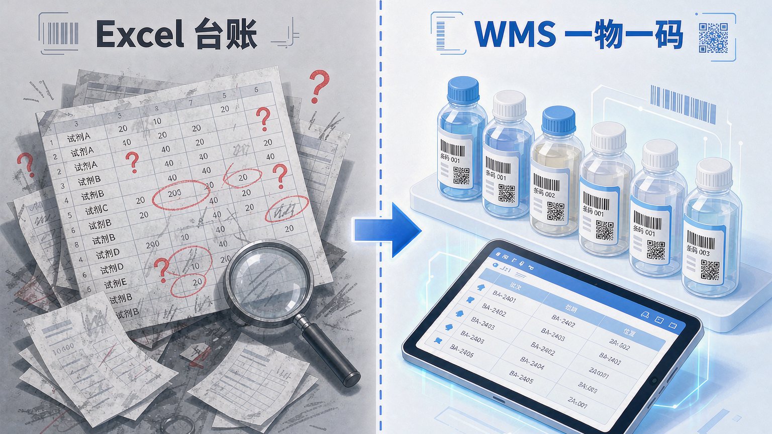 Excel 杂乱台账与 WMS 一物一码管理对比：从人工核对到系统追溯